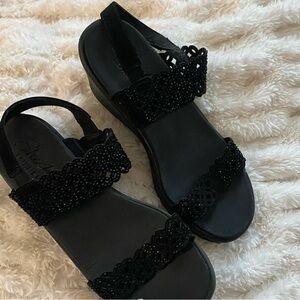 Elegant Black Beaded Sandals
